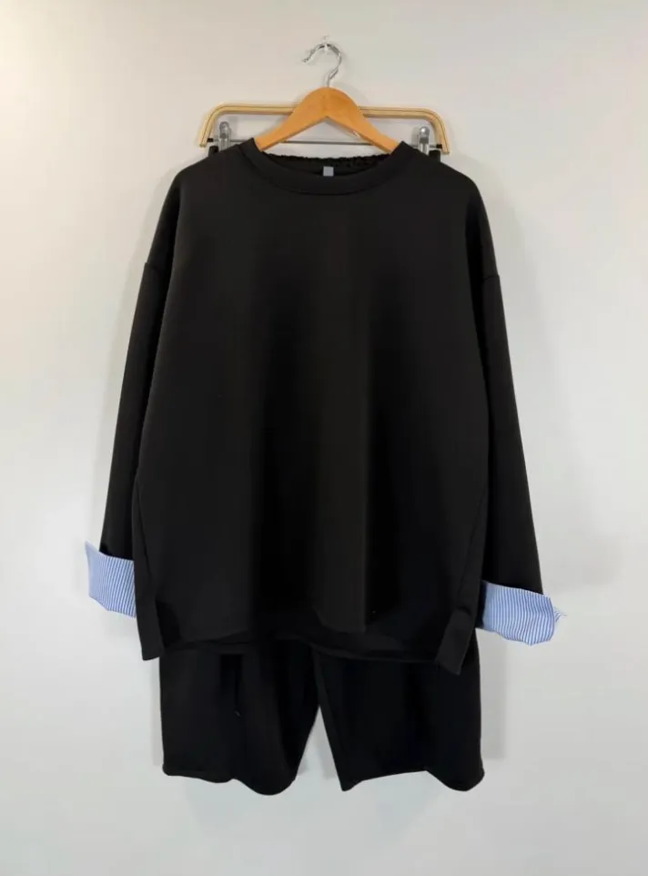 Trench long avec ceinture (Noir)